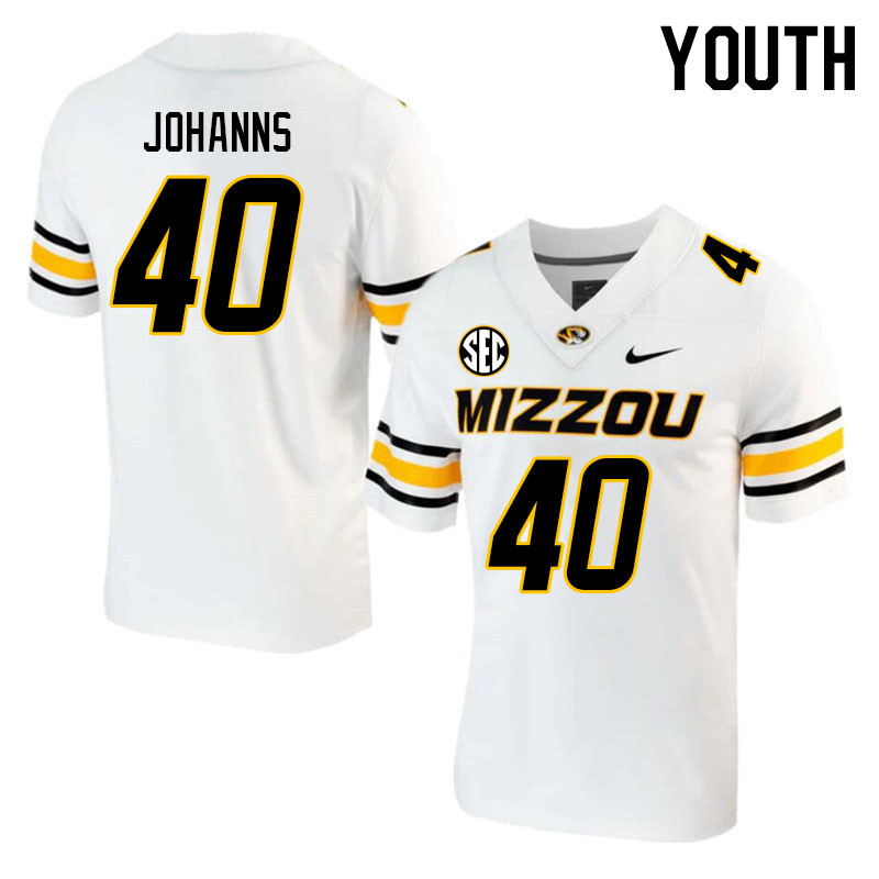 Youth #40 Damon Johanns Missouri Tigers College 2023 Football Stitched Jerseys Sale-White - Click Image to Close